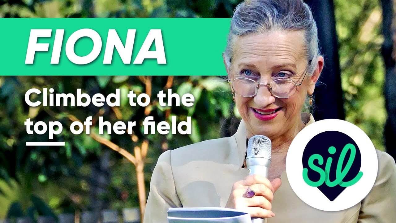 SIL Fiona Youtube Thumbnail with text Climbed to the top of her field