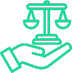 Hand holding scales of justice icon