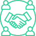 Networking handshake surrounded by people icons