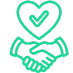 Handshake heart icon symbolizing trust and agreement
